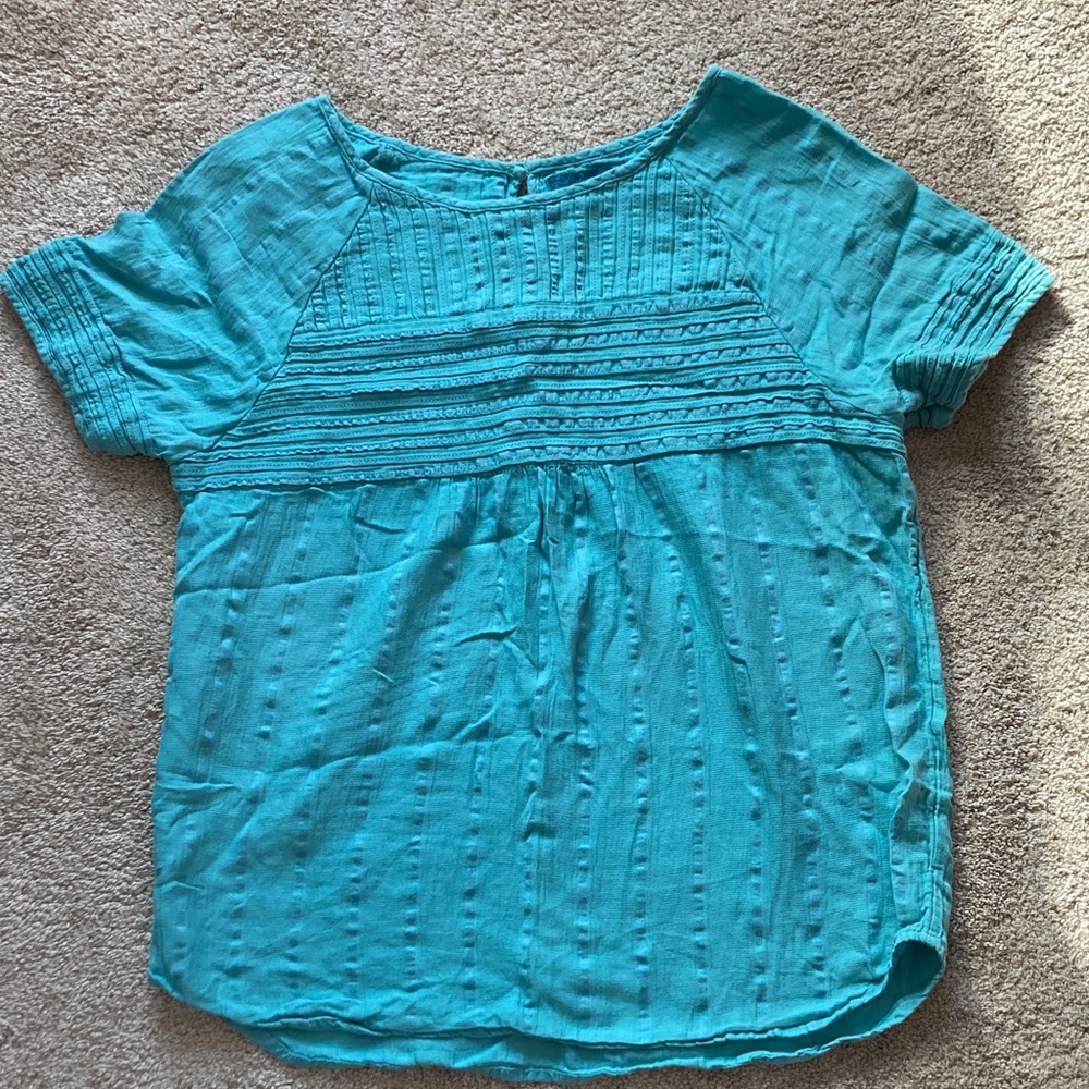 Prana Teal Textured Women's Blouse